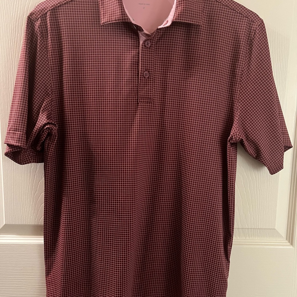 Walter Hagen Perfect 11 Golf Shirt Pink Gingham  Size S Short Sleeve